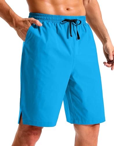 Pudolla Men's Swim Trunks 9"/11" Quick Dry Board Shorts Bathing Suits Beach Shorts for Men with Pockets - No Liner(Blue 9 Inseam-3XL) - Image 1