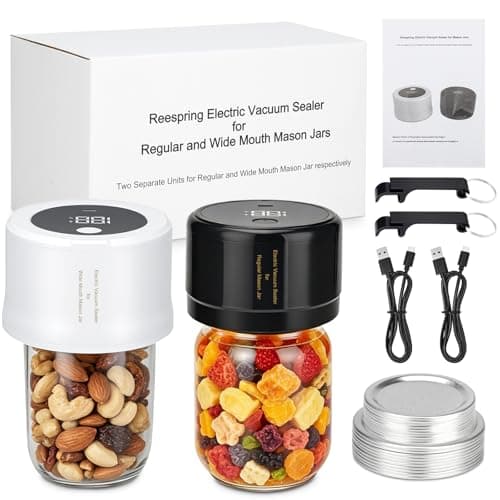 Reespring Mason Jar Vacuum Sealer Kit - 2 Separate Vacuum Sealers for Wide Mouth Mason Jar and Regular Mouth Mason Jars Respectively- Also comes with 20 Canning Lids for Mason Jars - Image 1