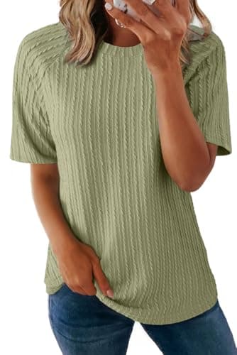 Dokotoo Tops for Women 2026 Summer Outfits Short Sleeve Womens Blouses Business Casual Cute Summer Tops Teacher Work Comfort Loose Fit Tshirts Tops Blouses Spinach Green S - Image 1