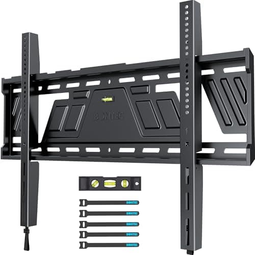 BONTEC Fixed TV Wall Mount for 43 to 100 Inch TVs, Low Profile Design, Space-Saving 0.9'' from Wall, Heavy Duty One-Piece Bracket up to 220 lbs, Max VESA 800x600mm, Fits 16''/24''/32'' Wood Studs - Image 1