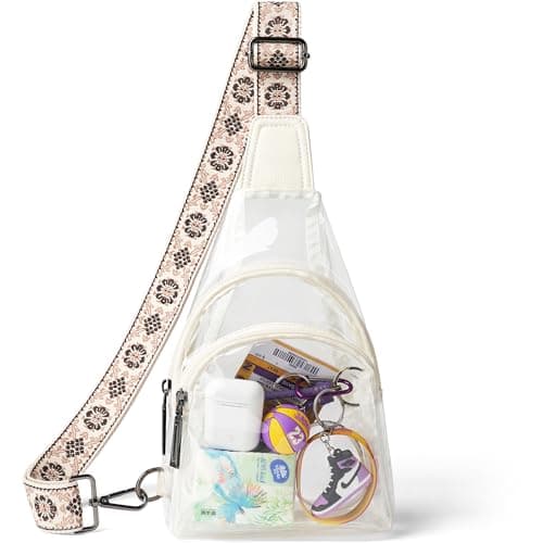 LATMAP Clear bags Stadium Approved Crossbody Fanny Pack Sling Bag Backpack Purses for Women Men for stadium events Unisex White - Image 1