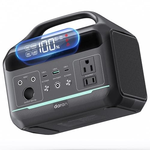DARAN Portable Power Station 300W (Peak 600W),LiFePO4 Battery,192Wh Solar Generator(Solar Panel Optional), 2 AC Outlets, 60W USB-C PD Output, Outdoor Generator for Camping Travel Hunting Blackout - Image 1