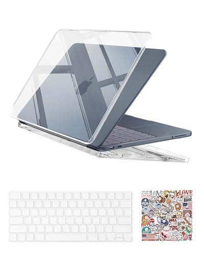 ProCase Crystal Clear Case for MacBook Neo 13 Inch 2026 Model A3404, Ultra-Thin Hard Shell Protective Laptop Cover with Keyboard Skin & Blue Stickers - Image 1