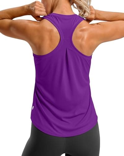 G Gradual Women's Workout Tank Tops Racerback Athletic Yoga Tops Loose Fit Sleeveless Running Gym Sports Shirts for Women(Dark Purple,XS) - Image 1