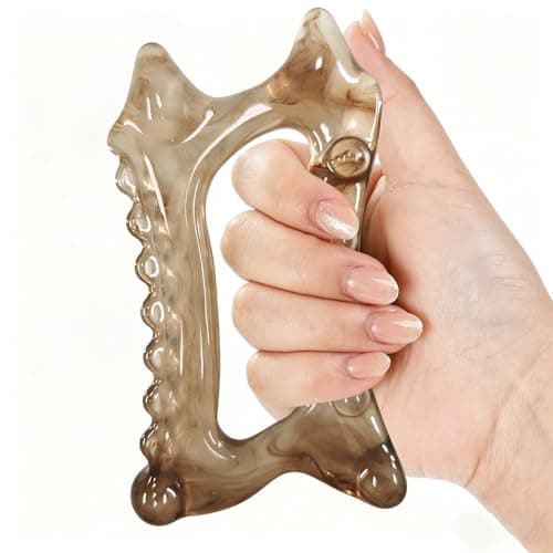 InfiniteRelax 6-in-1 Resin Body Gua Sha Facial Tools - Lymphatic Drainage Tool, Face Gua Sha Tool & Acupressure Tool - Body Guasha Tool, Trigger Point Massage Tool Fascia &Cellulite Massager(Amber) - Image 1