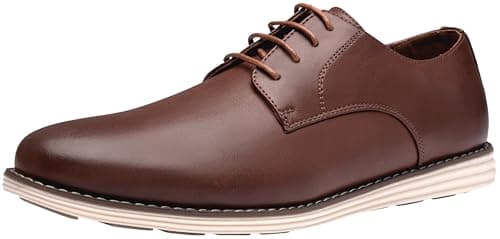 Vostey Mens Casual Dress Shoes Wingtip Plain Business Dress Shoes for Men (BMY618 Oxblood 13) - Image 1