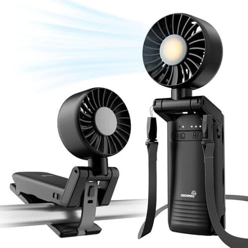 GROWNSY Portable Stroller Fan with Clip | Foldable Baby Fan for Car Seat | Small Handheld Fan with Soft Night Light | Rechargeable 4-Speed Mini Fan for Baby Carrier/Beach/Travel/Crib/Camping(Black) - Image 1