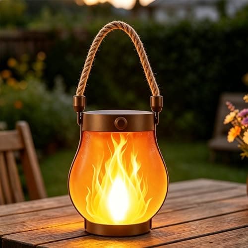 Solar Lanterns Outdoor Lights,Upgraded Flickering Flame Solar Lanterns Lights with 2 Modes Dual Charging USB & Solar, Outdoor Waterproof Hanging Lantern for Party Holiday Yard Patio Path Garden Decor - Image 1