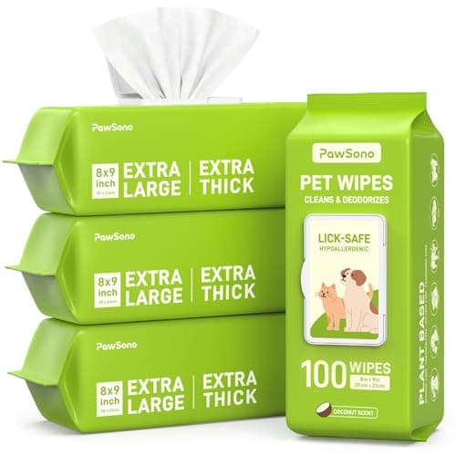 Hypoallergenic Pet Wipes for Dogs & Cats – Quick Clean & Deodorize Paws, Butt, Eyes, Ears, Face & Fur | Daily Grooming After Walks and Between Baths | Extra Large & Thick | Coconut Scented, 400 Count - Image 1