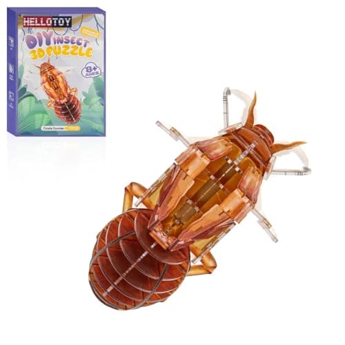 HELLOTOY 3D Acrylic Insects Puzzles DIY Bug Model Kit for Teenagers Educational Display Nature Decoration Figurine Sculpture (Cicada Exuviae)