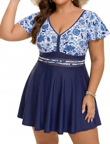 Arolina Swimming Suits for Women Tankini Bathing Suits Swim Dress Swimwear Curvy Full Coverage Bathing Suit - Image 1