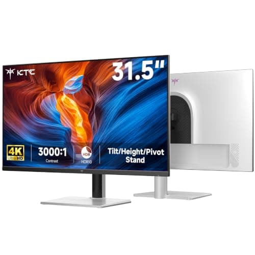 KTC 32 Inch 4K UHD Computer Monitor, 3840x2160 White PC Monitor with VA Panel, HDR10, 3000:1 Contrast, 99% sRGB, Tilt/Height/Swivel/Pivot Adjustable,HDMI DisplayPort for Home Office, H32U6 - Image 1