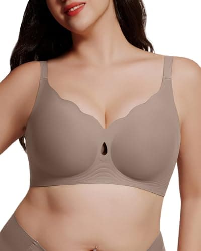 LIIJOO Wire-Free Seamless Full-Coverage Bralette, Lightly-Lined Molded Cups, Side-Back Smoothing, Wide Adjustable Straps, Convertible Crossback, U-Shaped Wing, 4-Row Hook-and-Eye(Ash Gray, L) - Image 1