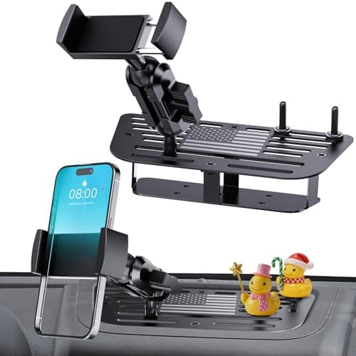 DIAMOOKY Upgraded Metal Phone Mount Compatible with Jeep Wrangler JK JKU 2018 2017 2016 2015 2014 2013 2012 2011 Accessories, Dash Phone Holder with Duck Mounts System Kit - Image 1