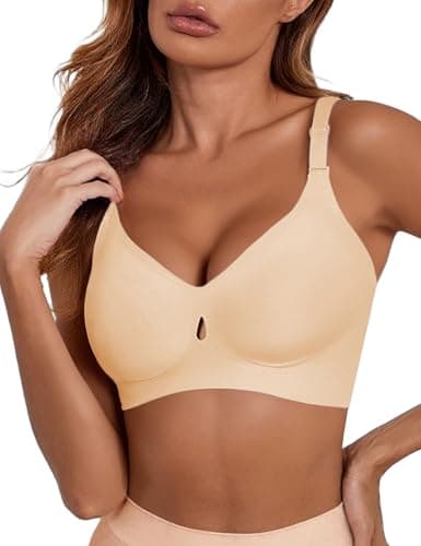 Women Push Up Bra Wireless Padded No Underwire Comfortable Jelly Lift Bras Seamless Wirefree Supportive Bralette Full Coverage Tshirt Bralettes Skin M 32 A B C D - Image 1
