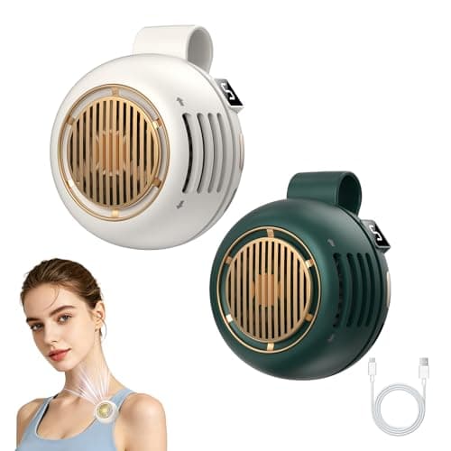 INKRAIMIN Ultra Light Mini Clip-On Fan, Quiet Operation Personal Fan with 360° Rotation and LED Speed Display, 5 Wind Speeds for Stroller, Travel, Office and Daily Use 1White&1Green