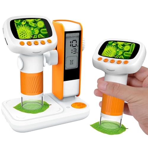 Microscope for Kids,1000X Portable Handheld Microscopes w/Base Stand, 2" HD Screen Pocket Microscope USB Support Camera and PC Video, Digital Microscopes for Kid, Christmas Birthday Gifts - Image 1