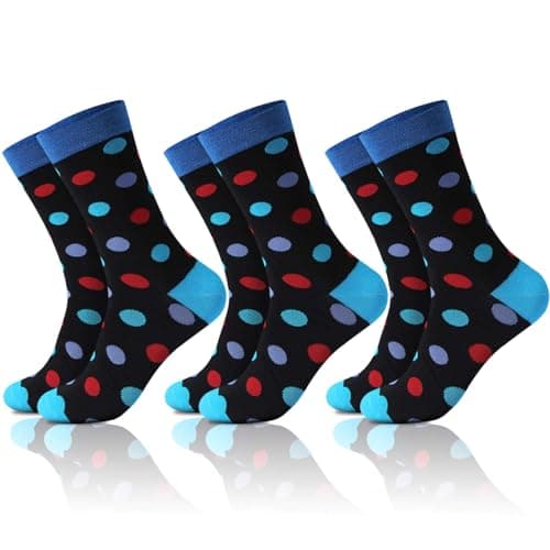 NKMOOS Blue Polka Dot Socks for Women Cotton Blend,Thin Women's Crew Socks Size 9-11,Fashion Funny Soft Cozy Casual Breathable Lightweight Athletic Gifts for Women Sock for Trouser 3 Pairs - Image 1