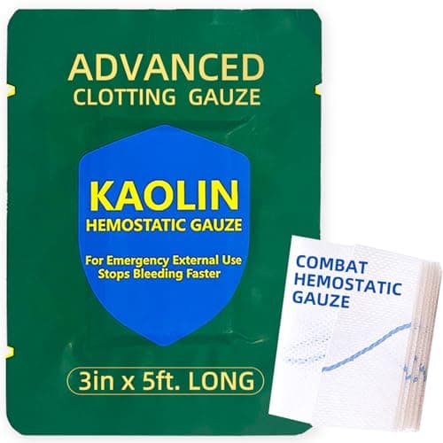 Hemostatic Gauze for Quick Clot Trauma Kit – 3" x 5' Kaolin Infused Quick Clot Gauze & Bleed Stop Dressing, Sterile Z-Fold Wound Packing for Emergency First Aid, Tactical IFAK & Survival Gear (1) - Image 1