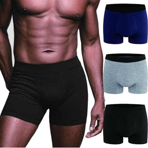 FZJBOR Men's Incontinence Boxer Briefs for Bladder Leakage | Ultra-Absorbent & Leak-Proof | Machine Washable, Reusable Underwear with Odor Control | Blue, Medium, 3-Pack - Image 1