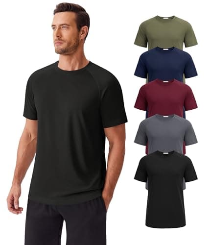 PINSPARK Moisture Wicking T Shirts for Men Multipack Active Gym Workout Tshirts Quick Dry Plain Undershirts Crewneck Tees - Image 1
