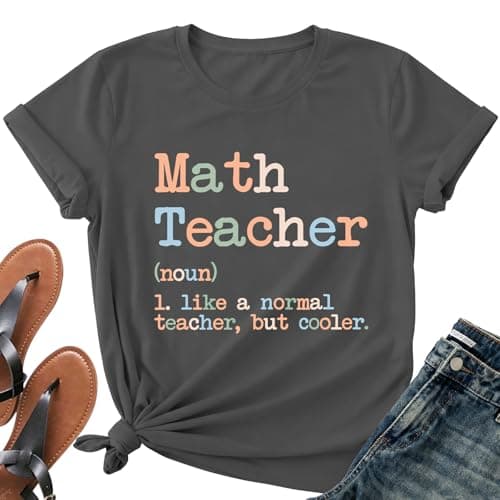 Math Teacher Shirts for Women-Teaching Life Short Sleeves Cute Teacher Appreciation Tee Tops A-Grey - Image 1