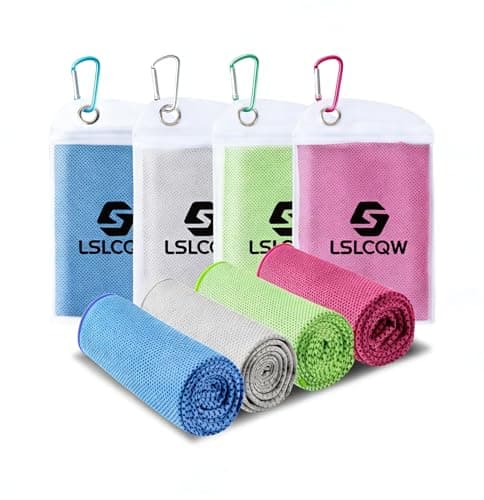 LSLCQW 4 Pack Cooling Towels (40"x12"), Cooling Towels for Neck and Face, Gym Towel for Working Out, Soft Breathable Microfiber Ice Towel for Yoga Sport Running (Pink, Green, Light Gray, Light Blue) - Image 1