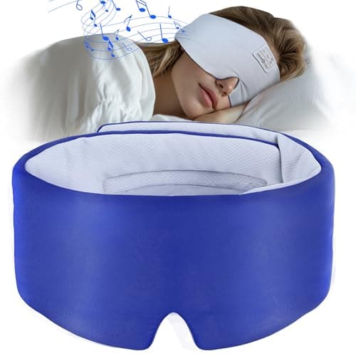 MUSICOZY Ice Silk Sleep Headphones with Bluetooth Mask, Eye Mask for Sleeping in Total Darkness, 5.4 Bluetooth Sleep Mask Sleep Headphones, Soft, Gifts for Men Women (Blue) - Image 1