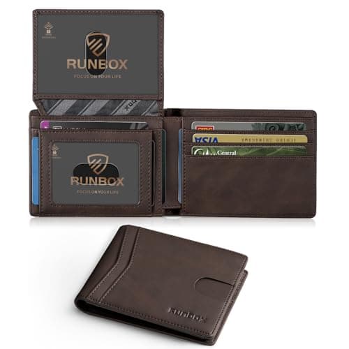 RUNBOX Wallet for Men - Slim Rfid Leather Bifold 2 ID Window With Gift Box Men's Accessories - Image 1