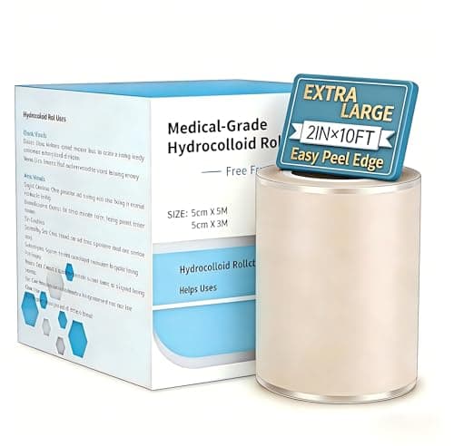 Medical Grade Hydrocolloid Roll for Wound Care with Edges,Hydrocolloid Tape Waterproof Pimple Patches Tape Absorbent Large Hydrocolloid Patch for Acne Patches,Blisters,Burns,Bed Sore and Minor Cuts - Image 1