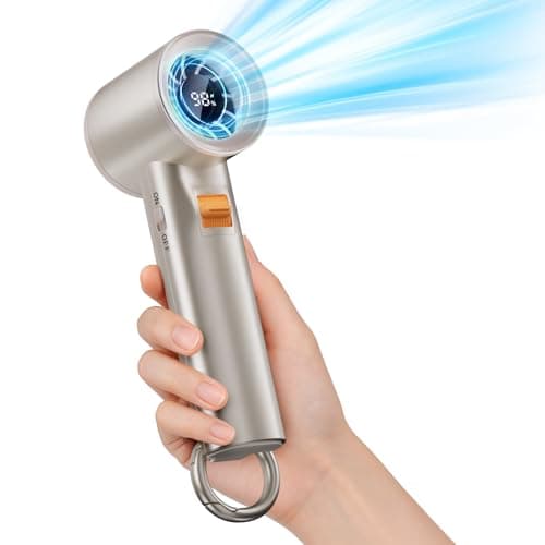 Portable Handheld Turbo Fan for Outdoor- 5000mah Mini Handheld Personal Pocket Fan for Powerful Airflow Wind - 20Hrs,100 Speeds Adjustable-Digital Display,Gifts for Travel,Outdoor Activites (Camping) - Image 1