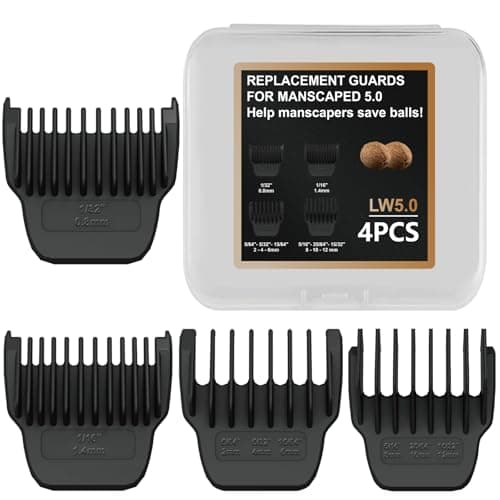 4 Pack Guards for Manscaped Lawn Mower 5.0 - Adjustable Lawnmower 5.0 Trimmer Guards with Organizer, Waterproof Guide Replacement for Manscaped 5.0 Attachments, 8 Cutting Lengths from 1/32" to 15/32" - Image 1