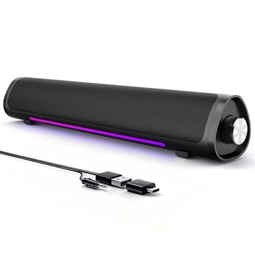 Auphyra Computer Speakers for Desktop PC, Gaming PC Sound Bar, Plug and Play - USB Power with 3.5mm Audio, RGB Gradient Lighting, One-knob Control, for Computers/Laptops/Monitors - Image 1