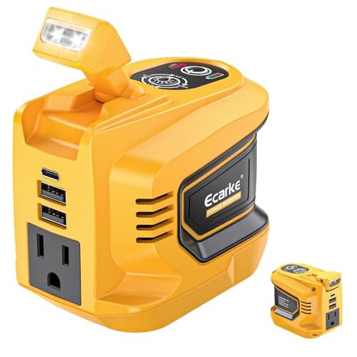 Ecarke 200W Portable Power Inverter Compatible with DeWALT 20V Battery, DC 20V to AC 110V Power Station with 1 AC Outlet, 2 USB, 1 Type-C & LED Light, for Outdoor Emergency Use (No Battery) - Image 1
