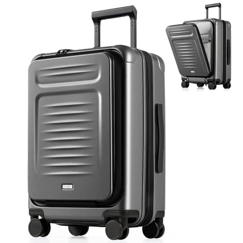 Coolife Carry On Luggage Suitcase : 22x14x9 Airline Approved Travel Luggage with Spinner Wheels, Front Pocket Expandable Hardshell Suitcases with TSA Lock Grey - Image 1