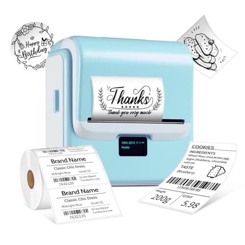 ORGSTA Label Maker with Tape, T003 Thermal Label Maker, 3.15 Inch Bluetooth Label Printer Compatible with Phone & PC, Sticker Printer Barcode Thermal Maker - Blue - Image 1