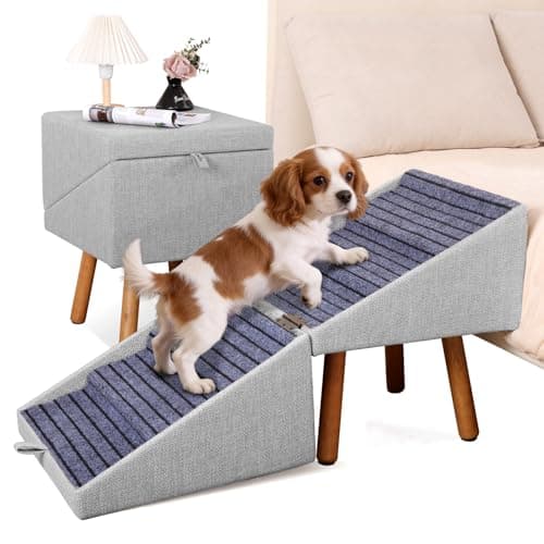 Pet Stairs for High Beds 21.06" Tall, 6-Step Dog Stairs Bedside Table Convertible, 250lbs Large Dog Steps with Storage Drawers, Non-Slip Pet Ramp for Bed Couch for Medium Large Small Dogs