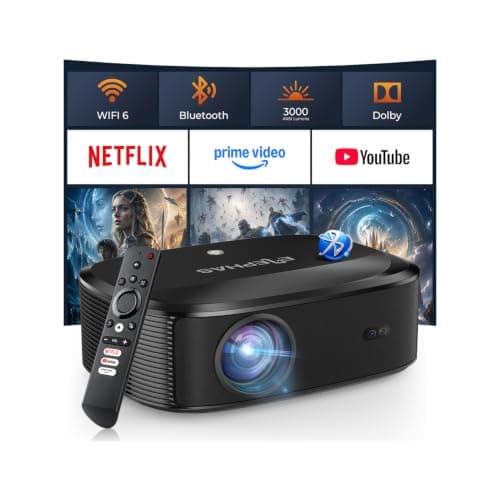4K Projector with WiFi and Bluetooth - 3000 ANSI Lumens, ELEPHAS Outdoor Movie Projector Compatible with NETFLIX/Prime Video/YouTube, Smart Projector for HDMI/USB/iOS/Android, Portable Home Cinema - Image 1