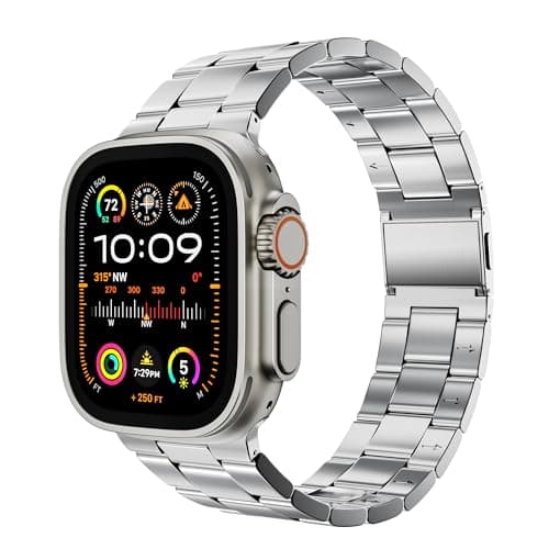LULULOOK No Tool Needed Compatible With Apple Watch Band 49/46/45/44/42mm for Women Men, Stainless Steel Band for Apple Watch Ultra/Ultra2 Series 10 9 8 7 6 5 4 3 2 1 SE SE2-Magnetic Clasp - Image 1