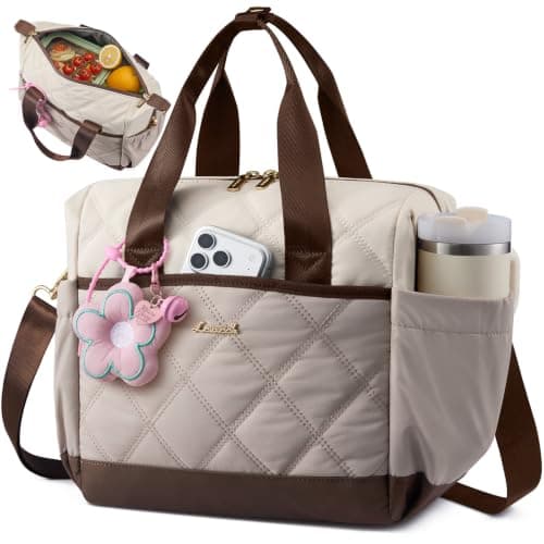LOVEVOOK Insulated Lunch Bag Women, Adult Lunch Box for Women Work, Large Leakproof Cooler lunch Bags for Picnic Beach Family College, Lunch Teacher Tote Bag with Adjustable Shoulder Strap Cup Holder