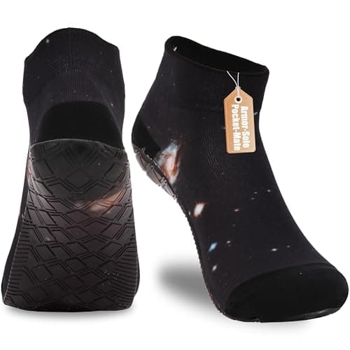 RANDY SUN Low Cut Quick-Dry Barefoot Beach Socks with Anti-Slip TPE Sole, Breathable Lightweight Shoes for Sand, Seamless Aqua Socks, Black Galaxy Size Men's 8 / Women's 9 - Image 1