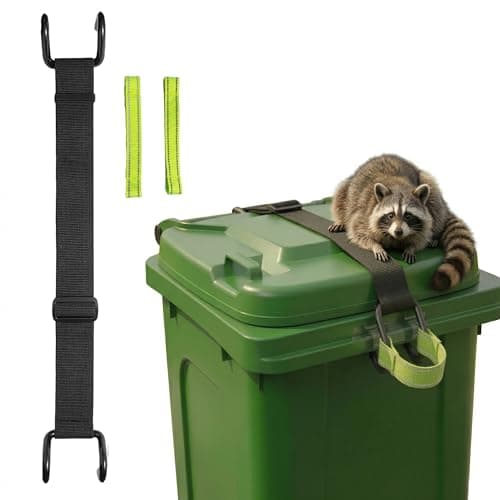 MISTYPAEKS Raccoon Proof Trash Can Lid Lock Strap - Heavy Duty Metal Hooks Garbage Can Lock for Animals, Dogs, Bears - Adjustable Universal Fit, Easy-Pull Handle for Clean Hands, No Drilling - 1 Pack - Image 1