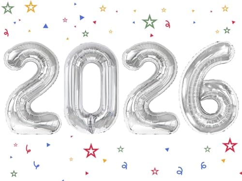 2026 Balloon - Silver Birthday Number Balloons, 40 Inch Large Foil Balloons for Men Women Boys Girls Silver Themed Birthday Decorations,Number 2026 Balloon, class of 2026 decorations - Image 1