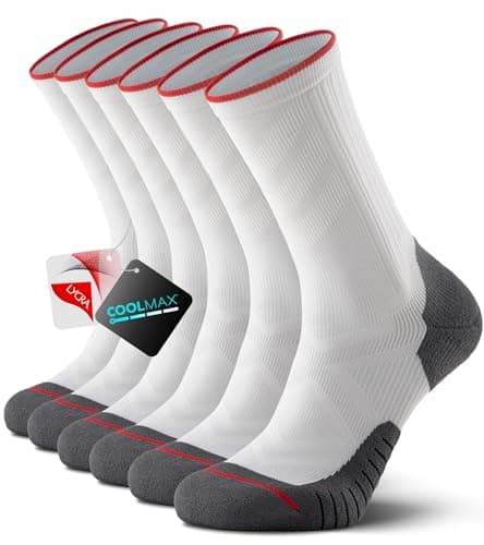 RUIXUE COOLMAX Performance Running Socks Men Women, Cushioned Crew Athletic Socks for Men Moisture Wicking 3 Pack - Image 1
