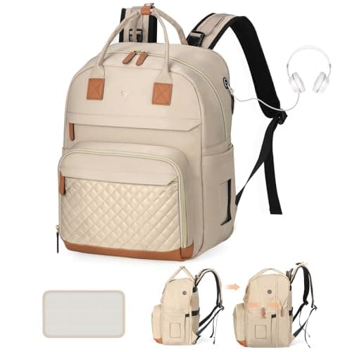 Tonyeee Diaper Bag Backpack - Extra Large Diaper Bag for 2 Kids Twin, Travel Baby Bags for Mom Dad 25-37L Expandable with Changing Pad Earphone Hole, Solid khaki - Image 1