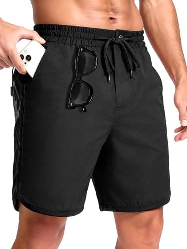 JEMLDL Men's Black Swim Trunks 7 Inch Inseam Quick Dry with Loop, Color Block Board Shorts for Vacation Beach Surf Bathing Suit, Gifts for Men XXL - Image 1