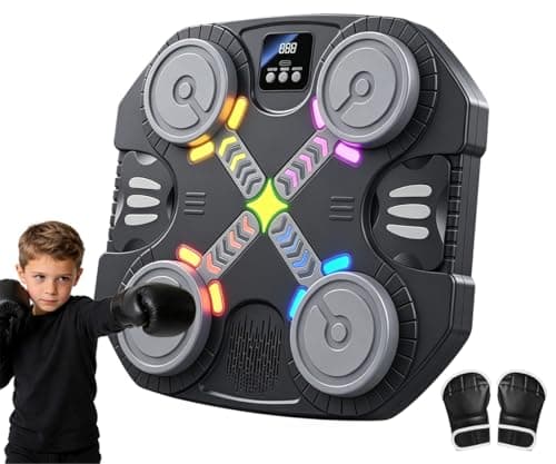 Upgraded Music Boxing Machine, Bluetooth Wall Mounted Punching Pad with Gloves, Wall Target Punching Workout with Rhythm Lights, Home Gym Sport Toy Gift - Image 1