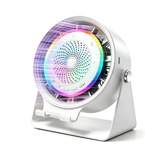Gifts for Men Women, Wireless Bluetooth Speaker with Phone Stand, Desk Fans & RGB Lights, HD Sound Anti-Slip Base, Rechargeable (5000mAh), 360° Adjustable Phone Holder Cool Gadgets Birthday Gift - Image 1