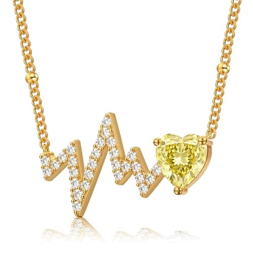 Helirose Heart Necklace for Women, Gold Necklace 18K Gold Plated, Dainty Romantic Heart Pendant, Hypoallergenic Jewelry, Birthday Gifts for Women, Mothers Day Gifts, Gift Box & Message Card (Yellow) - Image 1