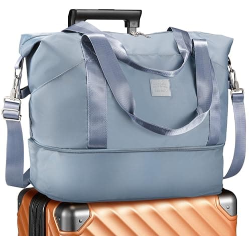 LUGGEX Travel Duffel Bags for Woman, Expandable Weekender Carry On Bag, Overnight Tote Bag for Sport Gym Hospital, 11.8x15.7x8.7 Inch - Image 1